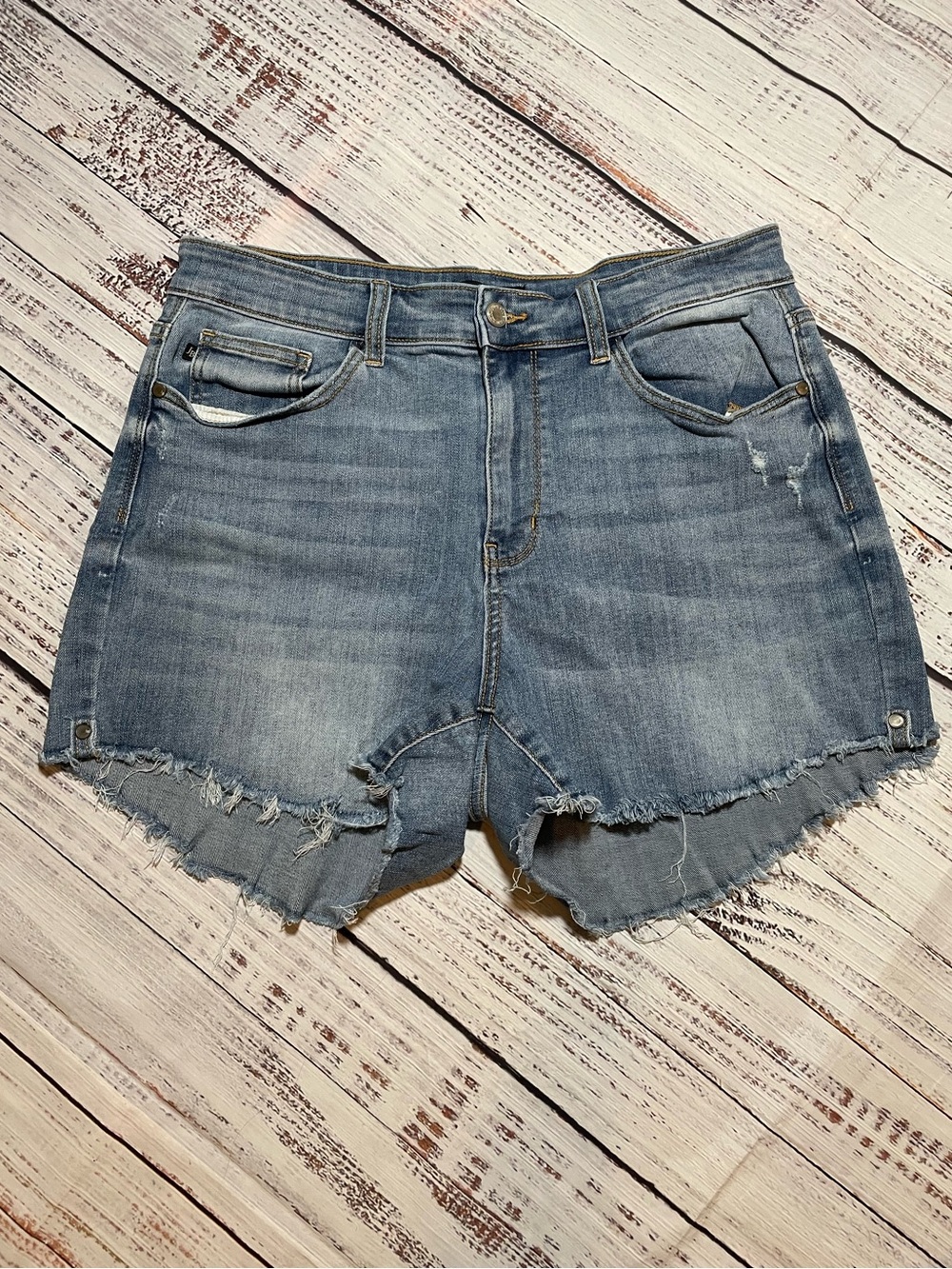 Judy Blue denim shorts. Raw hem. Size 1XL